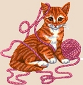 Cat with a ball of yarn